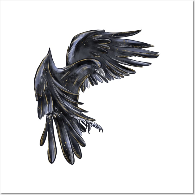 Handdrawn Watercolor Crow Raven Wall Art by americana-style